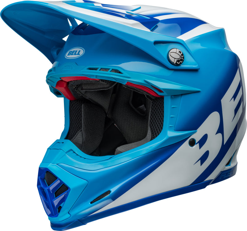 BELL Moto-9S Flex Přilba - Rail Lesklá Modrá/Bílá