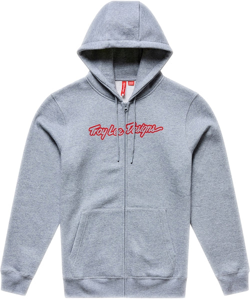 TROY LEE DESIGNS Na zip Signature Mikina - Šedá/Heather/Červená