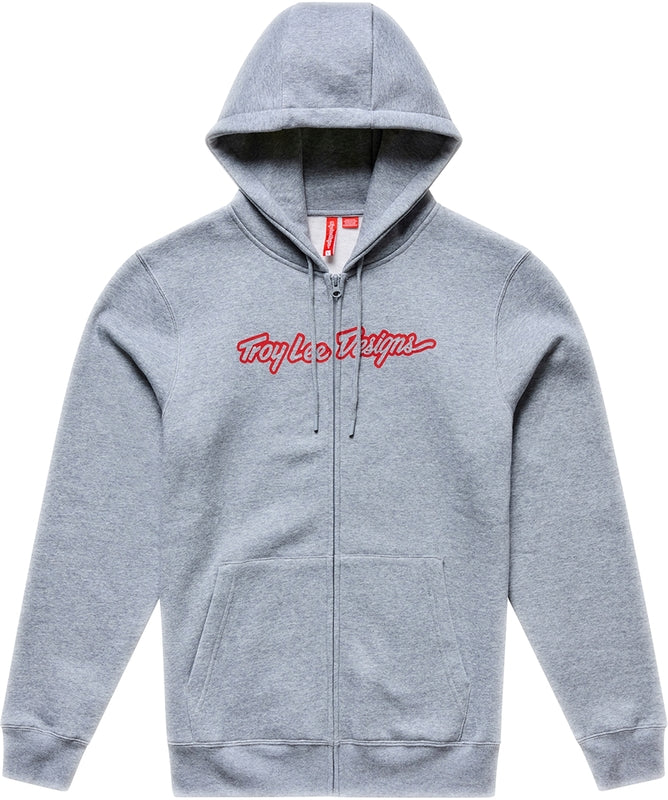 TROY LEE DESIGNS Na zip Signature Mikina - Šedá/Heather/Červená