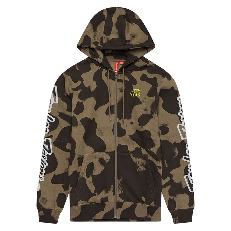TROY LEE DESIGNS Na zip Branded Mikina - Olivová Kamufláž