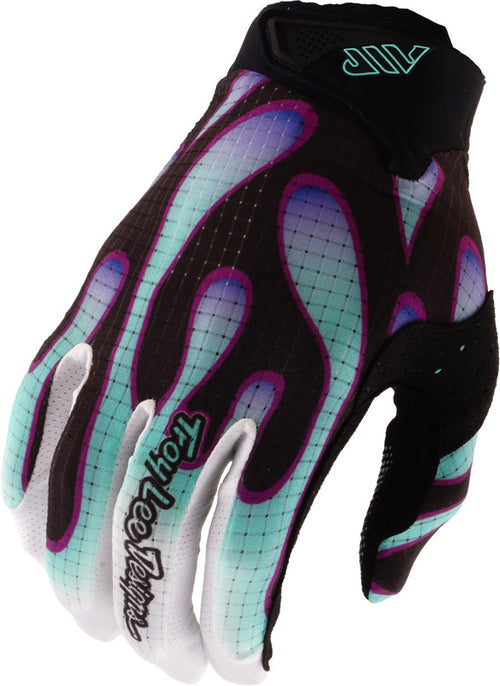 TROY LEE DESIGNS Air Rukavice - Overspray Černá/Real Tyrkysová