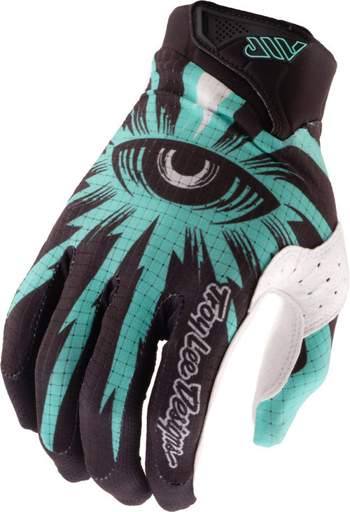 TROY LEE DESIGNS Air Rukavice - Cyclops Karbonová/Real Tyrkysová