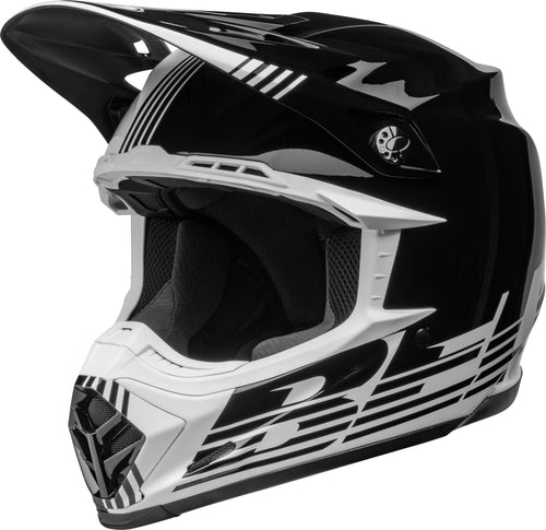 BELL Moto-9 Mips Přilba - Louver Lesklá černá/Bílá
