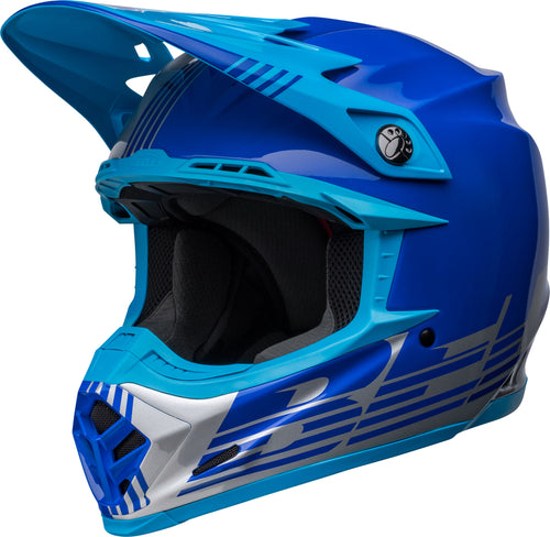 BELL Moto-9 Mips Přilba - Louver Lesklá Šedá/Modrá