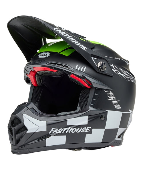 BELL Moto-9S Flex Přilba - Fasthouse Kouřová Bomb Matná Lesklá černá/HiViz Žlutá