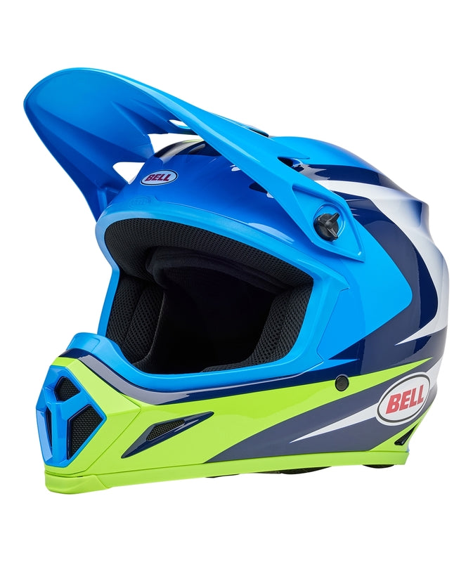 BELL MX-9 Mips Přilba - Jackal Lesklá Modrá/Hi-Viz Žlutá
