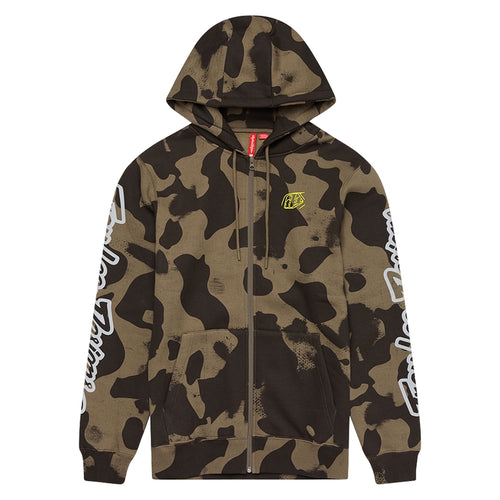 TROY LEE DESIGNS Na zip Branded Mikina - Olivová Kamufláž
