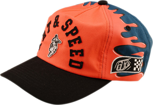 TROY LEE DESIGNS Prohnutý Snapback Finish Line Kšiltovka - Korálová/Modrá