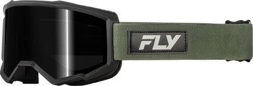 FLY RACING Focus Písková Brýle Zelená/Černá - Tmavě kouřová Čočka