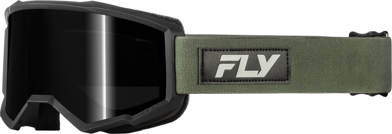 FLY RACING Focus Písková Brýle Zelená/Černá - Tmavě kouřová Čočka